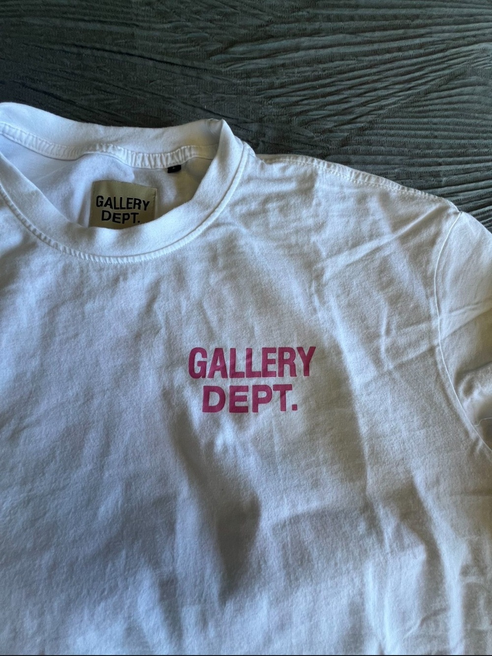 Gallery Dept White Tee with Pink Logo - Picture 2 of 4